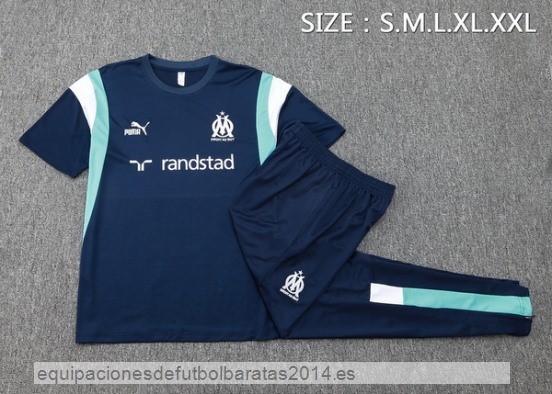 Nuevo Entrenamiento Conjunto Completo Marsella 23/24 Azul Marino Blanco Baratas